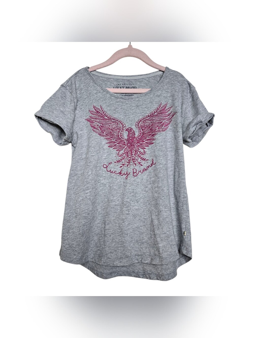 Lucky Brand Girls Shirt Short Sleeves Casual M Gray